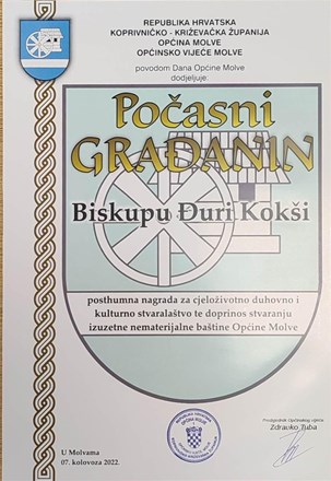 Otkrivena spomen-ploča mons. Đuri Kokši u Molvama